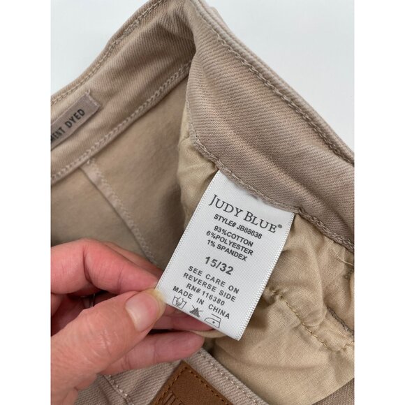 Judy Blue Womens Beige Frayed Hem Wide Leg Cropped Pants Size 15/32 Neutral - Picture 6 of 10